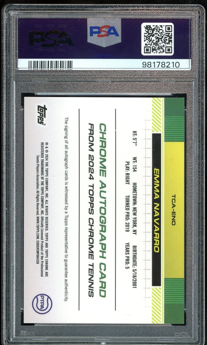 2024 Topps Chrome Sapphire Tennis Orange /25 Emma Navarro Auto PSA