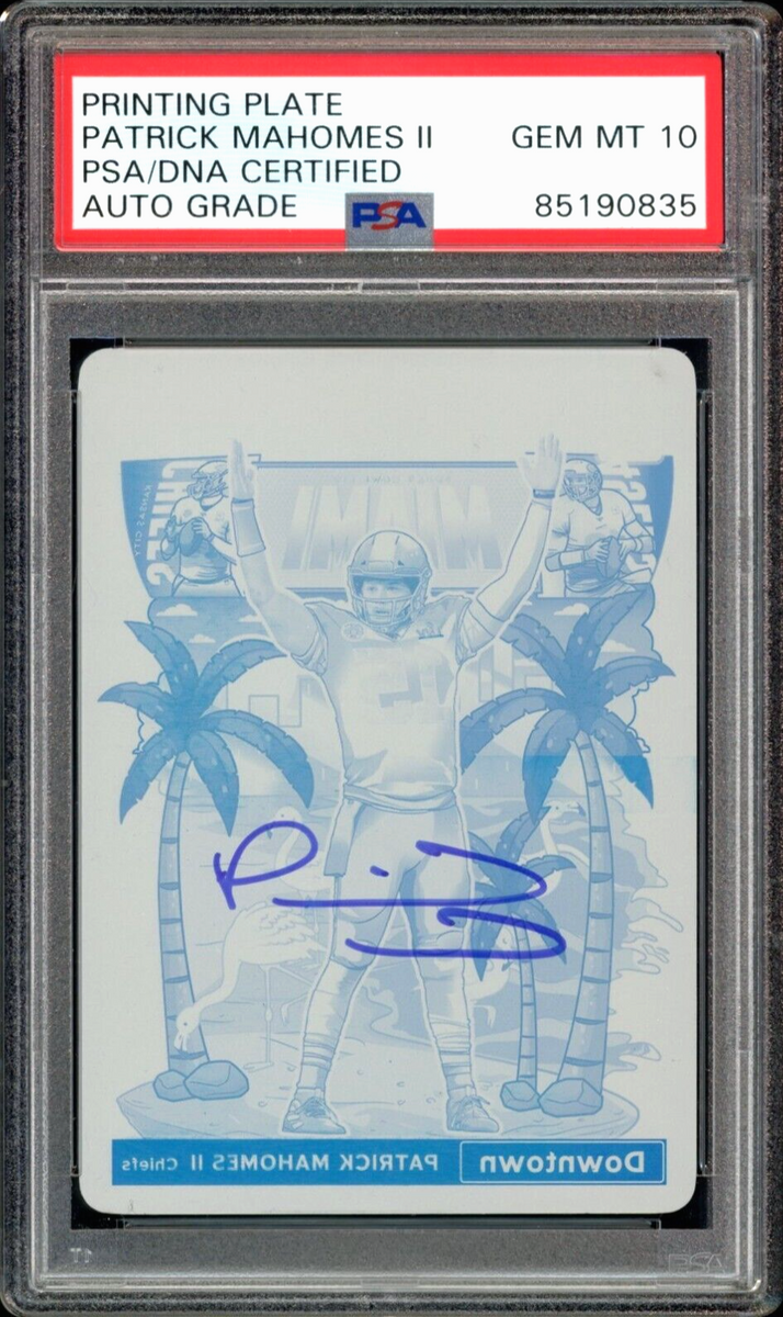 2022 Panini Cyan Plate 1/1 Optic Downtown Patrick Mahomes PSA Auto