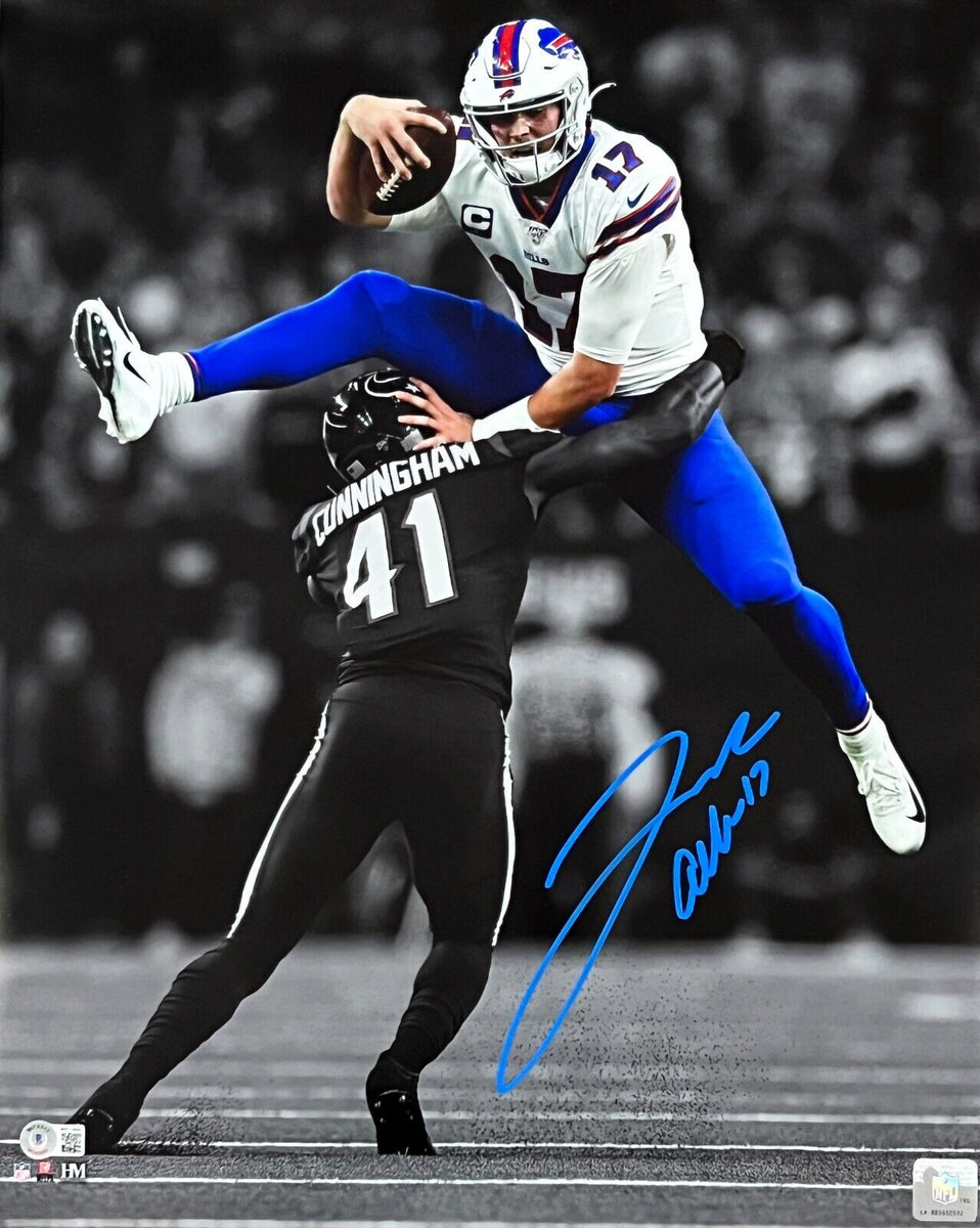 Josh Allen Buffalo Bills Autographed 16 x 20 Blue Jersey Throwing  Photograph