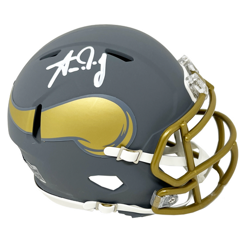 Aaron Jones Minnesota Vikings Signed Riddell Slate Mini Helmet BAS Beckett
