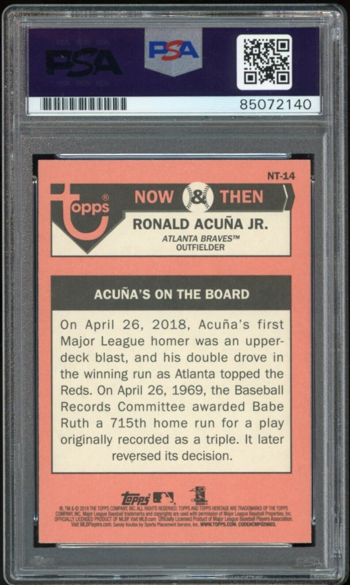 2018 Topps Heritage #NT14 Ronald Acuna Jr. RC On Card PSA/DNA Auto GEM MINT  10
