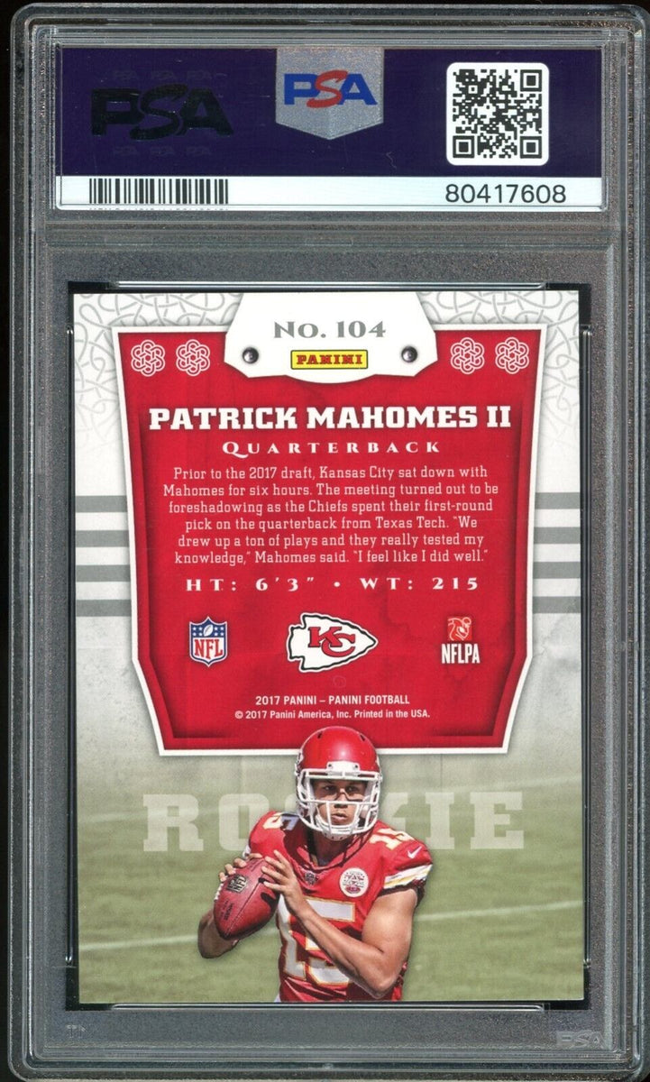 Patrick Mahomes Autographed 2017 Panini Crown Royale Silhouette Jersey  Relic PSA Gem Mint 10 Auto