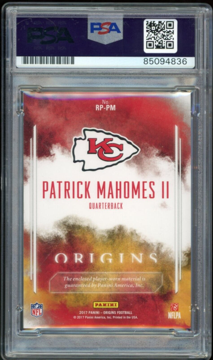 Patrick Mahomes Autographed 2017 Panini Score Home & Away Jersey Relic PSA  Gem Mint 10 Auto