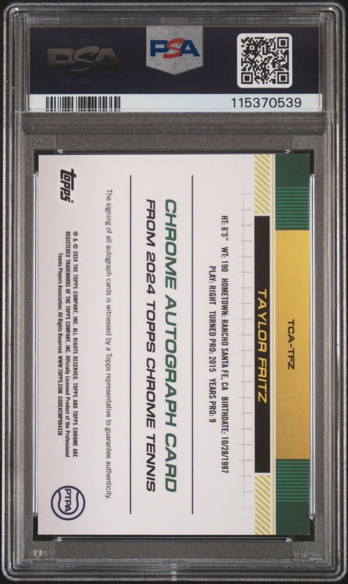 2024 Topps Chrome Sapphire Purple /10 Taylor Fritz RC Auto PSA 10