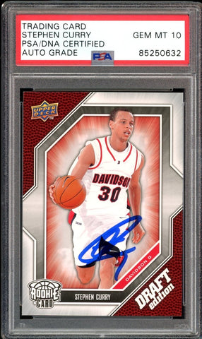 2009 UD Draft Edition #34 Stephen Curry RC On Card PSA/DNA Auto GEM MINT 10