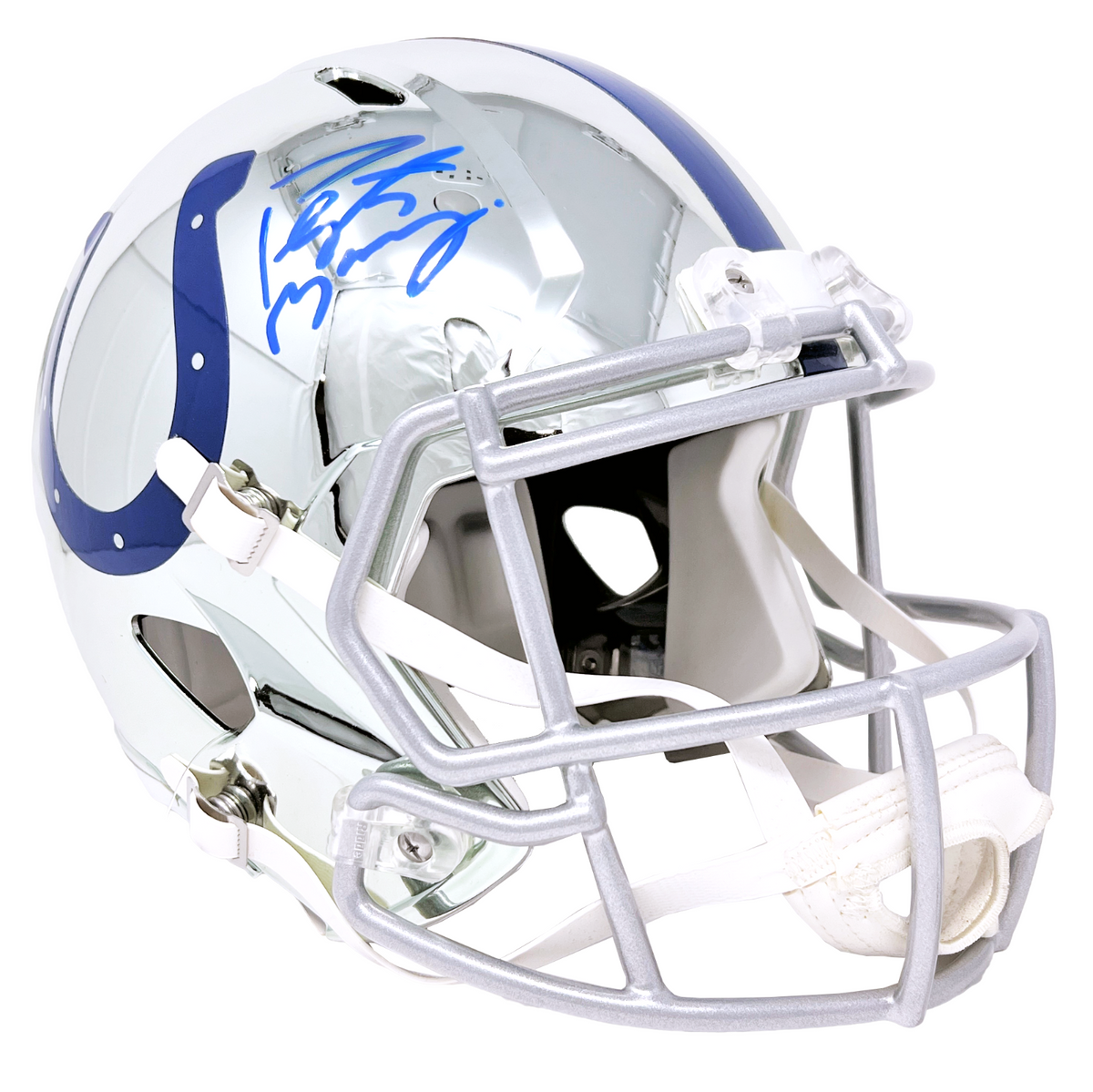 Peyton Manning Autographed Colts Flat Black Full-Size Helmet - Fanatics 3  Inscrip