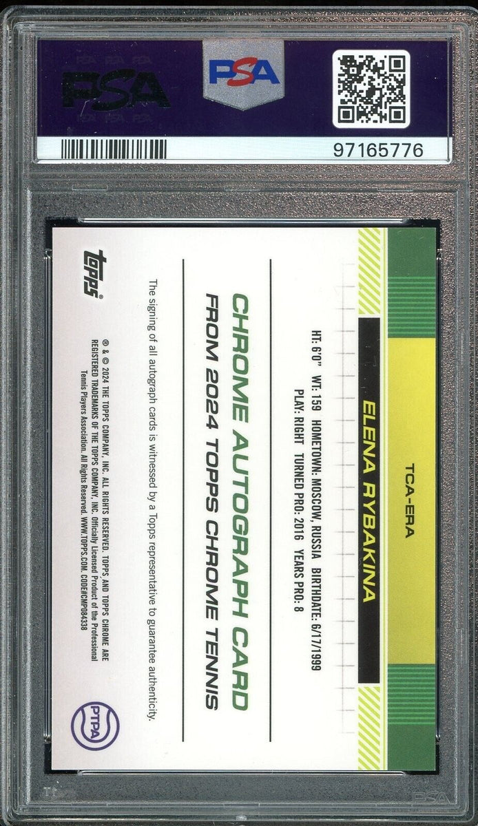 2024 Topps Chrome Tennis #TCAERA Elena Rybakina RC Auto PSA 10 GEM