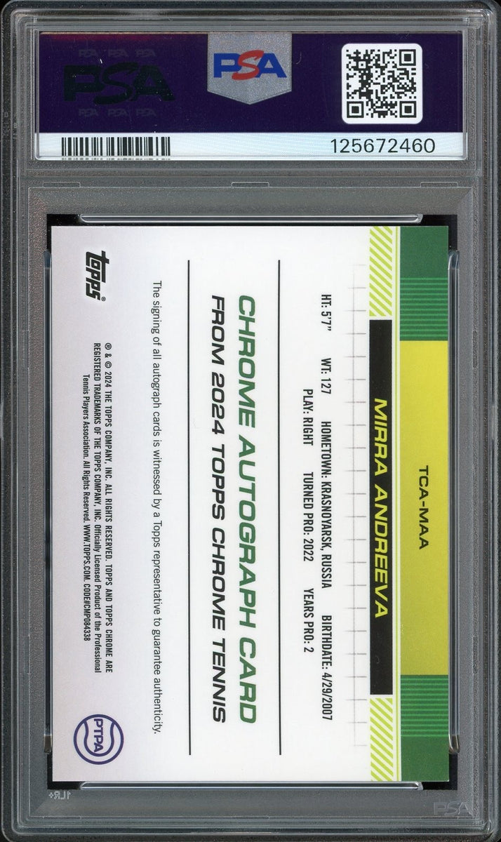 2024 Topps Chrome Sapphire Tennis Purple /10 Mirra Andreeva Auto