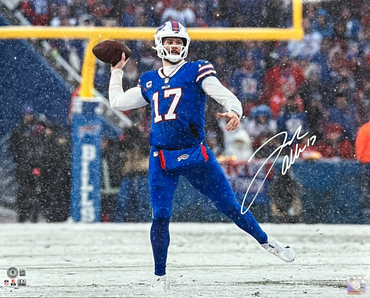 Josh Allen Buffalo Bills Autographed 16 x 20 Blue Jersey Throwing  Photograph