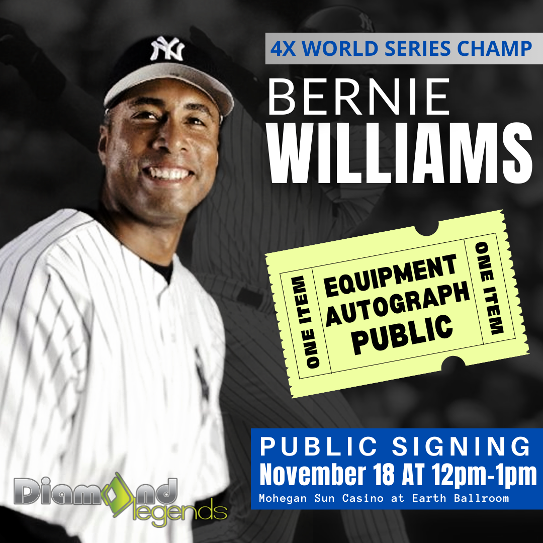 Bernie Williams Equipment Public Autograph Ticket – Diamond