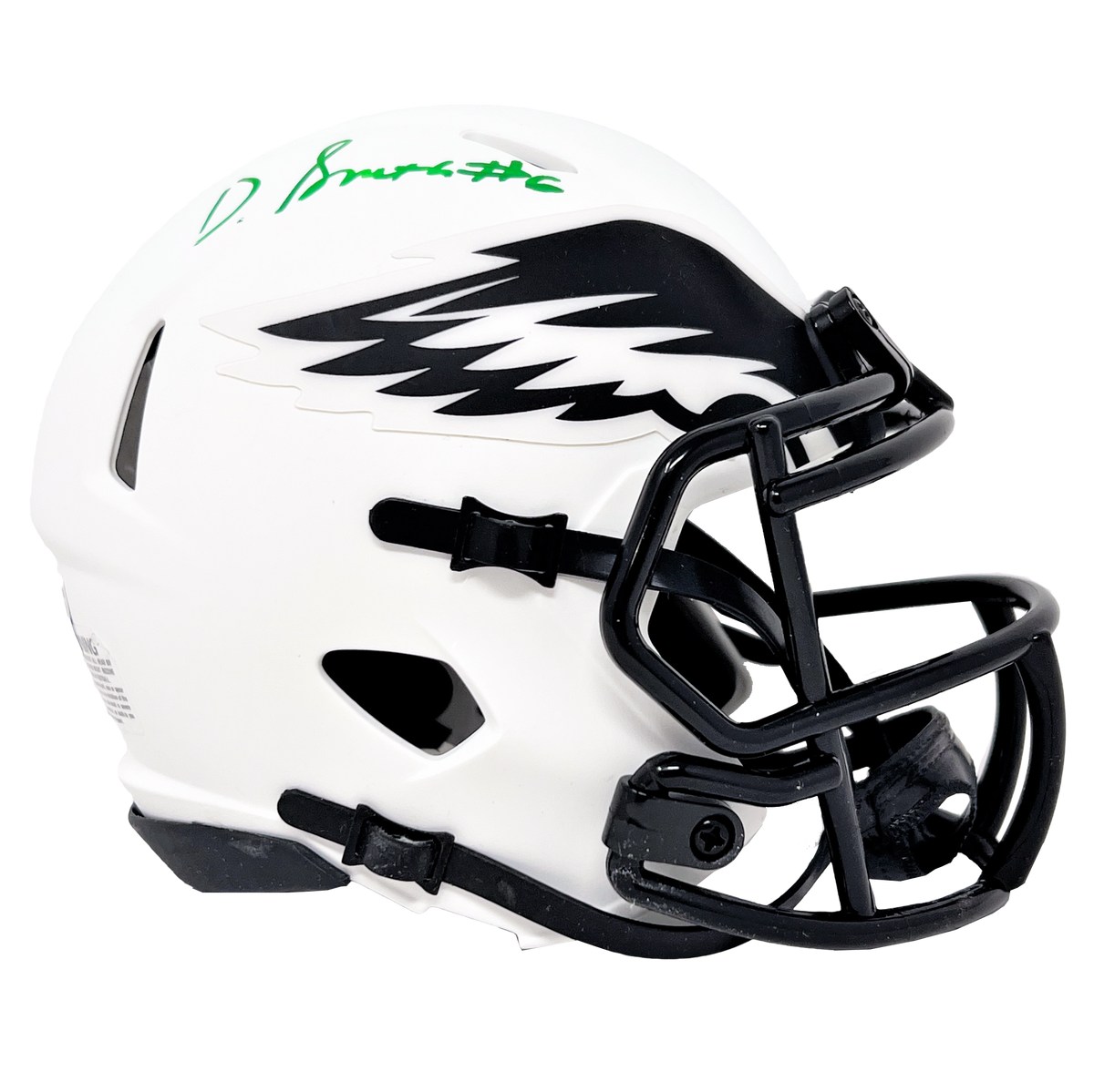 DeVonta Smith Autographed Philadelphia Eagles Lunar Eclipse White Full Size  Authentic Speed Helmet Beckett BAS QR Stock #194905