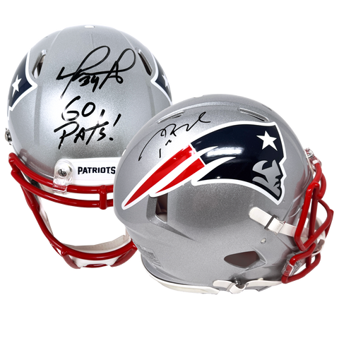 Tom Brady David Ortiz Dual Signed "Go Pats" Speed Authentic Helmet JSA Fanatics