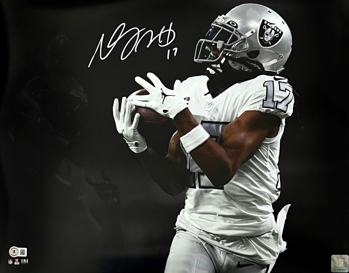 Raiders Davante Adams Signed 11x14 Spotlight Photo w/ White Jersey BAS  Witnessed