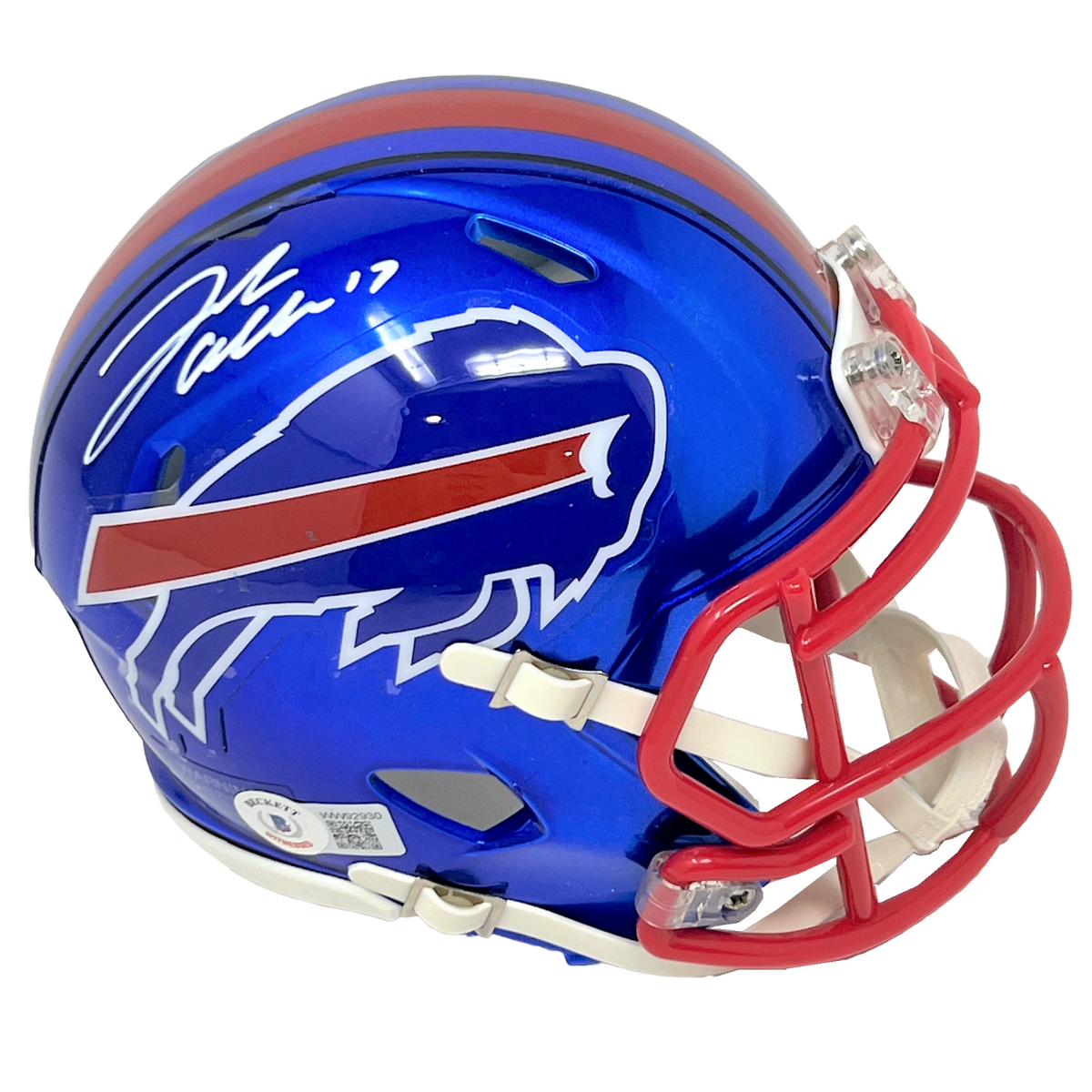 Josh Allen Buffalo Bills Signed Riddell Flash Mini Helmet Beckett BAS  Witness