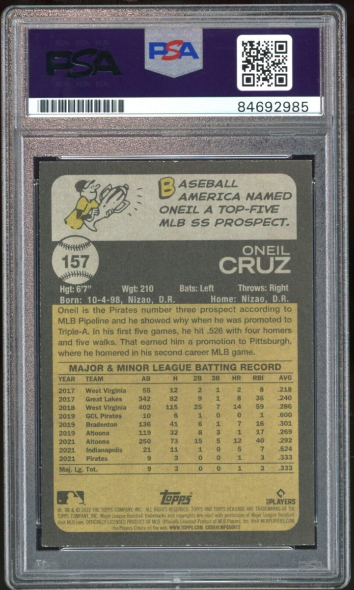 2022 TOPPS HERITAGE ONEAL CRUZ ROOKIE BASEBALL CARD PITTSBURGH