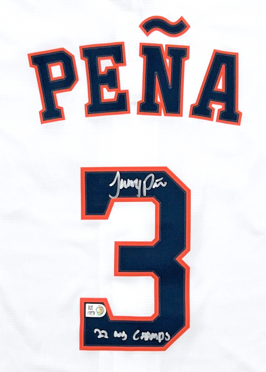 Jeremy Peña Astros Signed 22 WS Champs Inscribed Nike Replica WS Jerse –  Diamond Legends Online