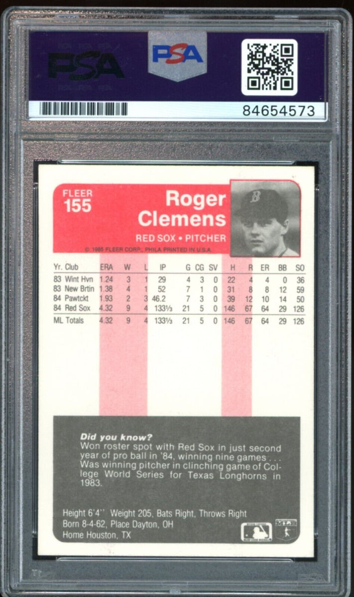 1985 Fleer Baseball #155 Roger Clemens Rookie Card