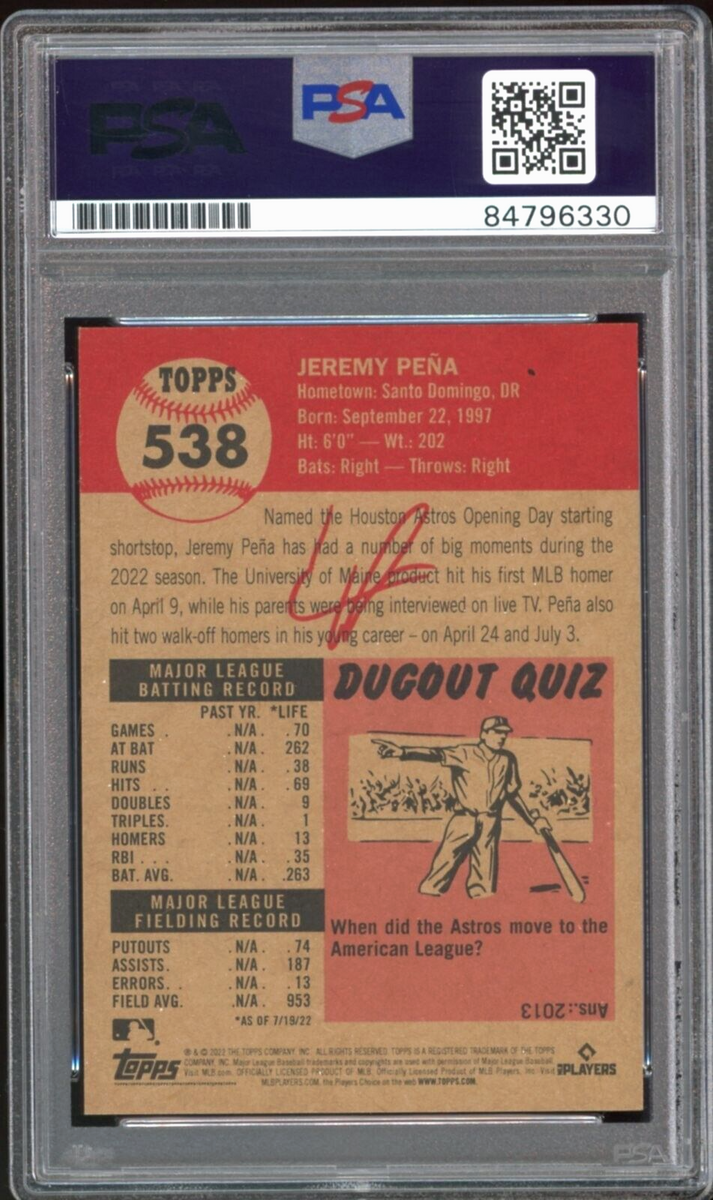  2022 Topps Now Baseball #91 Jeremy Pena Rookie Card