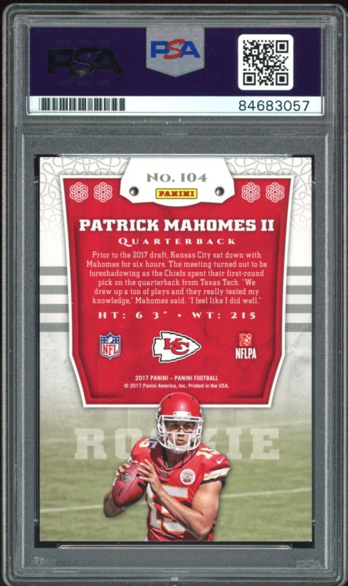 Patrick Mahomes Autographed 2017 Panini Score Home & Away Jersey Relic PSA  Gem Mint 10 Auto