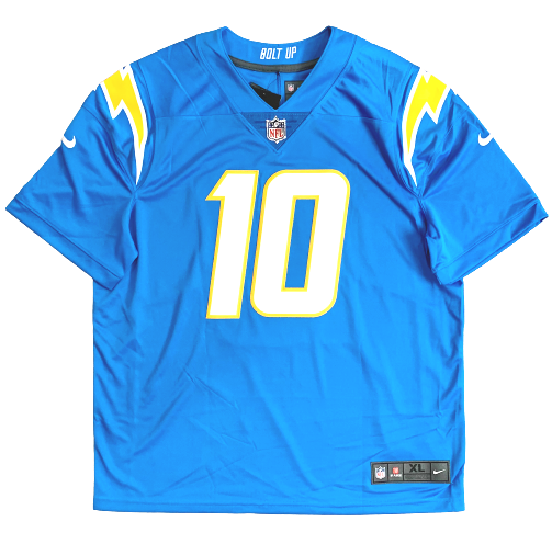 Los Angeles Chargers Justin Herbert Autographed Blue Jersey Beckett BAS  Witness