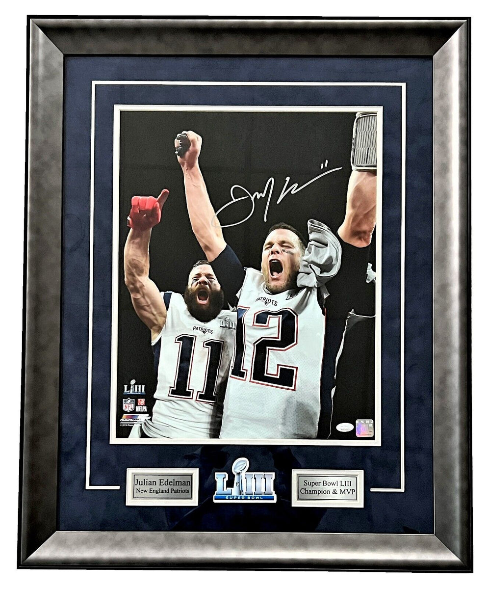 Julian Edelman Autographed Framed Patriots Jersey