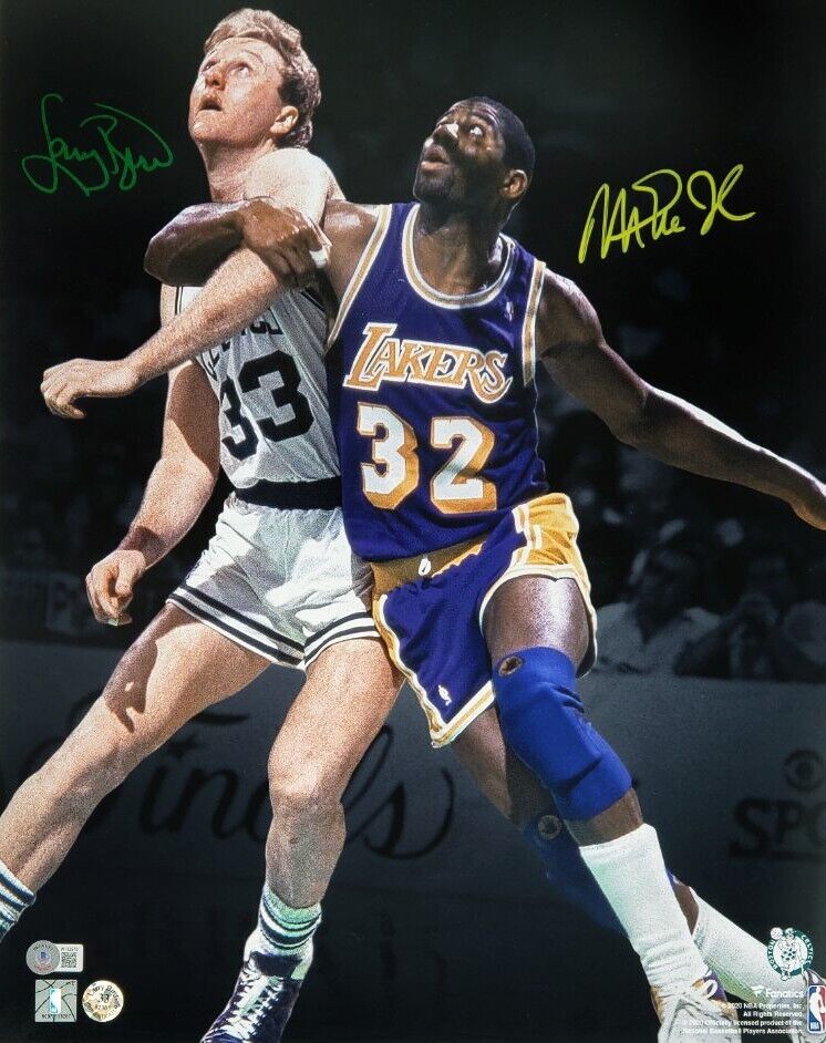 Larry Bird & Magic Johnson Dual Signed Celtics vs. Lakers 16x20 BAS/Bi –  Diamond Legends Online