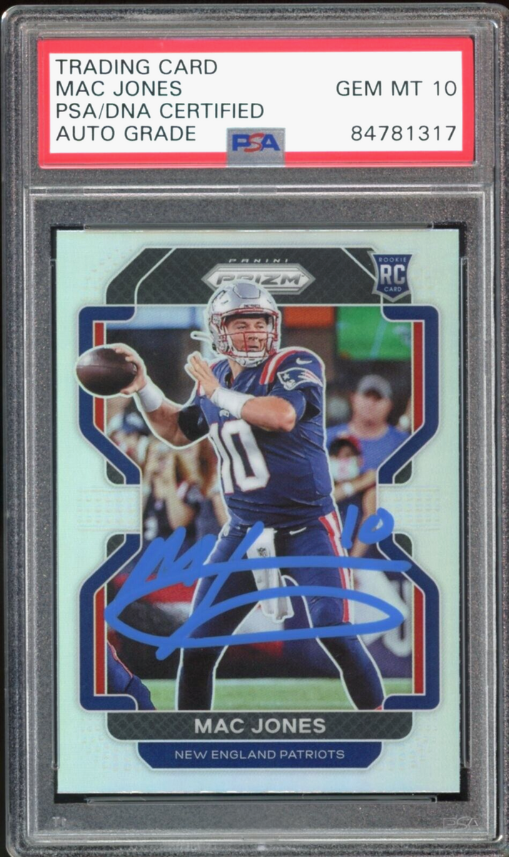 Mac Jones Autographed Signed 2021 Panini Rookie & Stars Silver Pulsar Prizm  Rookie Card #106 New England Patriots Beckett Beckett