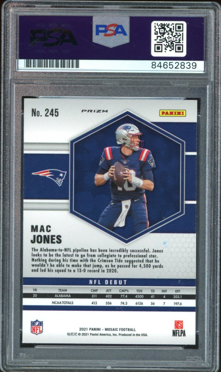 MAC JONES 2021 PANINI MOSAIC PRIZM GREEN RC PATRIOTS