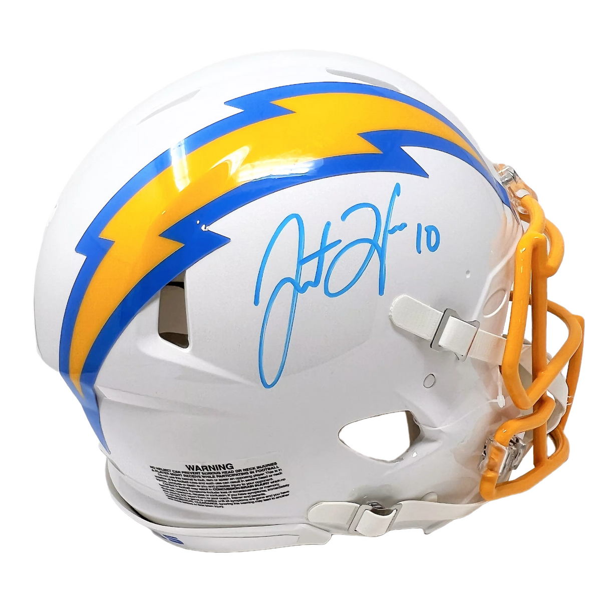 Justin Herbert Autographed Los Angeles Chargers Flash Blue Full Size  Authentic Speed Helmet Beckett BAS QR Stock #199334 - Mill Creek Sports