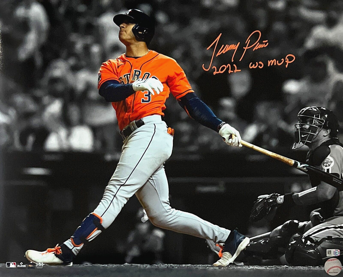 Jeremy Peña Astros Signed 22 WS MVP Inscribed Nike Authentic WS