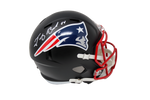 Tedy Bruschi New England Patriots Signed Full Size Flat Black Helmet Pats Alumni