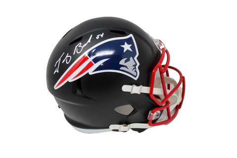 Tedy Bruschi New England Patriots Signed Full Size Flat Black Helmet Pats Alumni