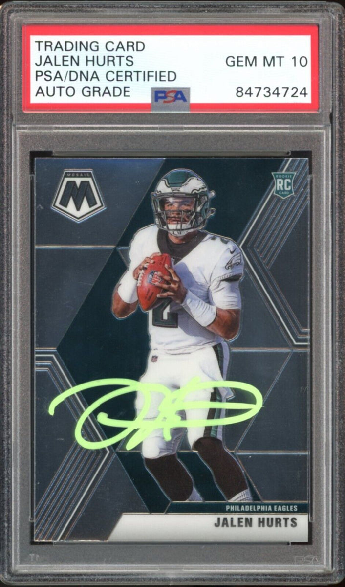 Jalen Hurts 2020 Panini Green Mosaic Football Rookie Card RC #222 Graded  PSA 10 GEM MINT