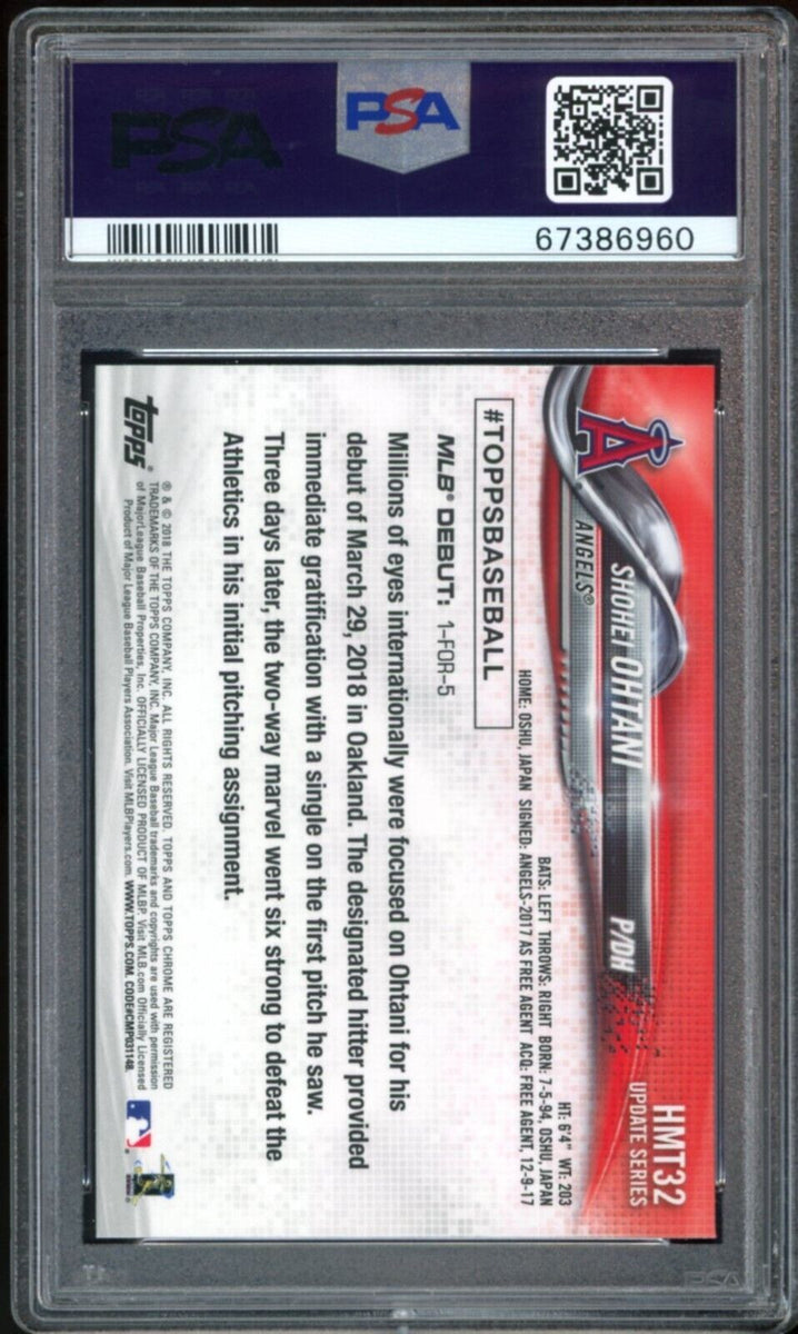 Shohei Ohtani 2018 Topps Chrome Update #HMT32 RD RC (PSA 10)