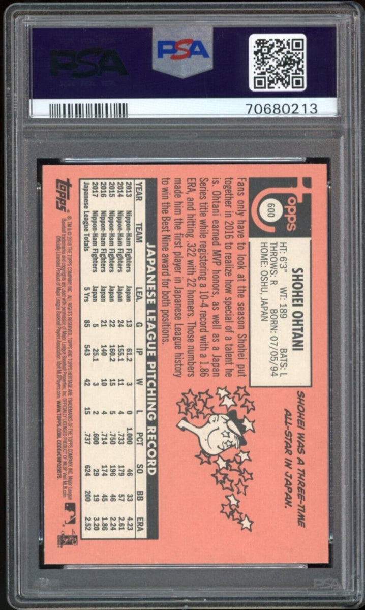 Shohei Ohtani 2018 Topps Heritage #600 RC (PSA 10)