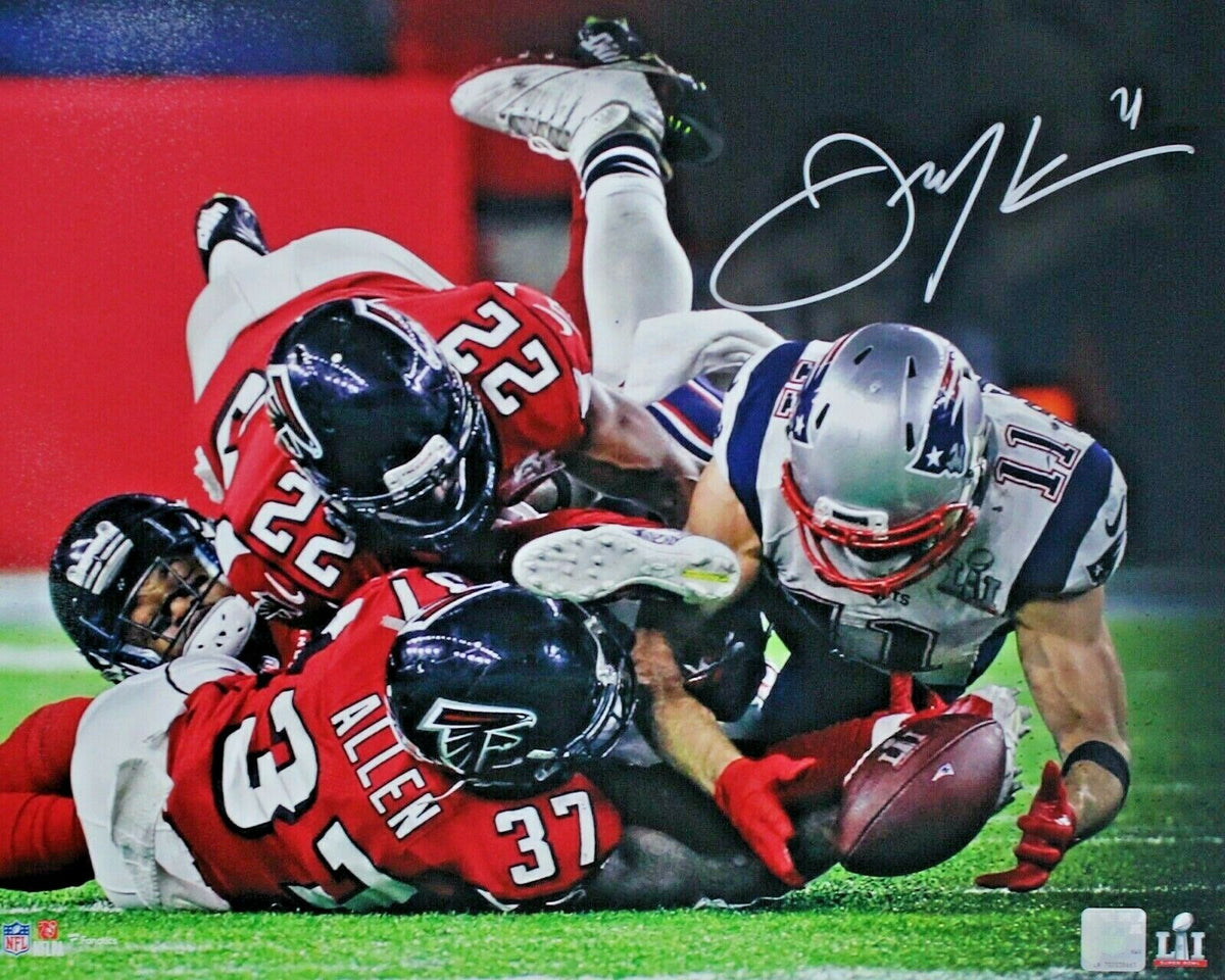 Julian Edelman Autographed 16x20 Photo New England Patriots Super Bowl LIII  Beckett BAS Stock #147921