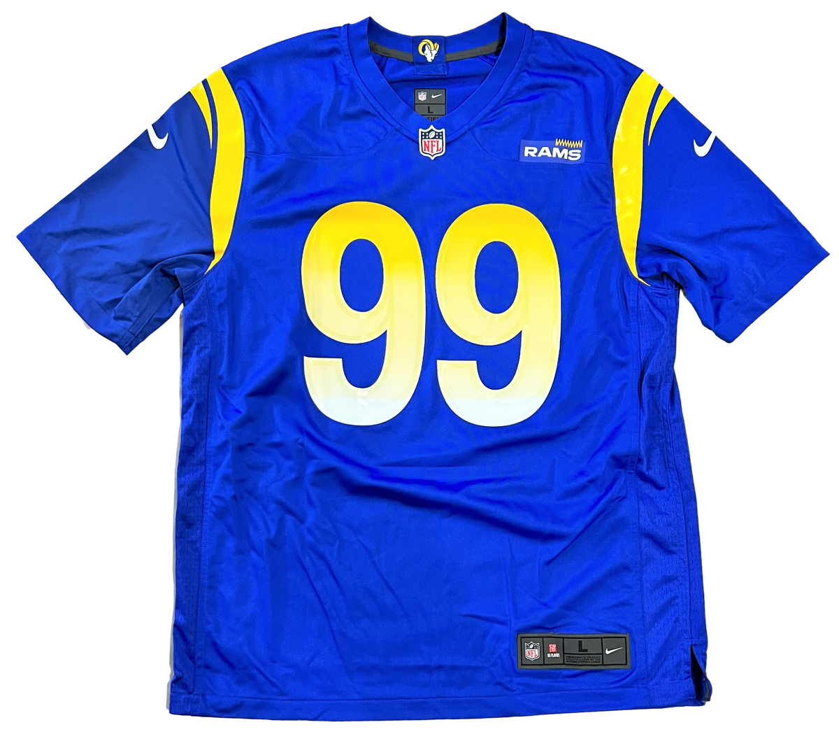 NEW Aaron Donald 99 Los Angeles Rams Nike Game Royal Football Shirt •  Kybershop