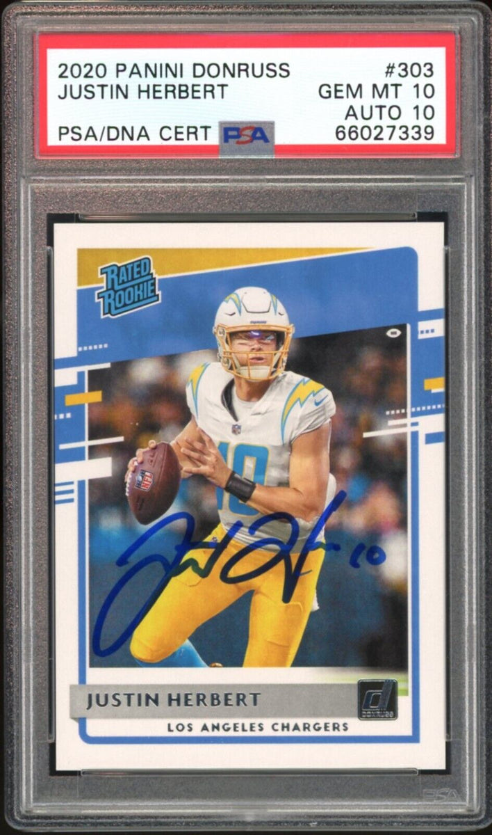 Justin Herbert 2020 Donruss Press Proof Yellow #303 RR (PSA 10)