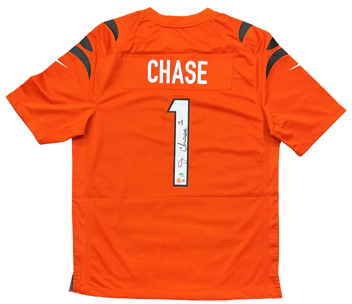 Ja'Mar Chase Autograph Orange Bengals Jersey Framed 37x45 - New England  Picture