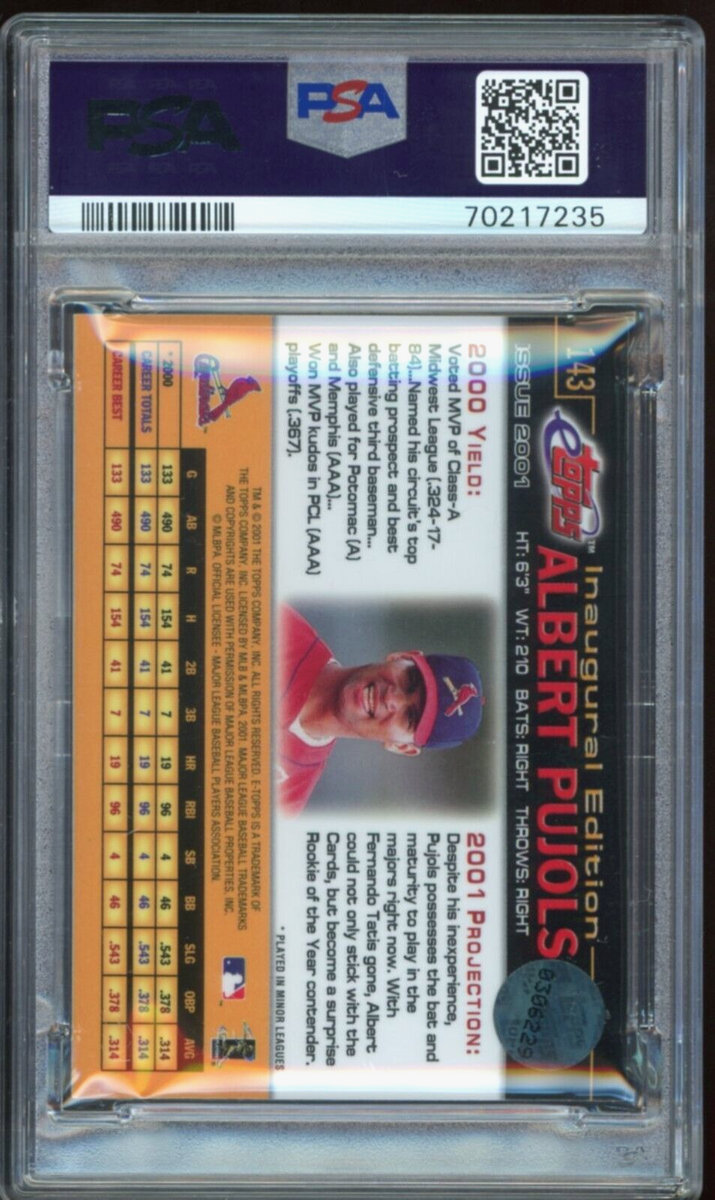 Albert Pujols Autographed 2001 eTopps Rookie Card #143 St. Louis