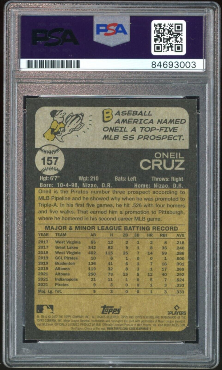 Oneil Cruz 2022 Topps Heritage Rookie Card #157