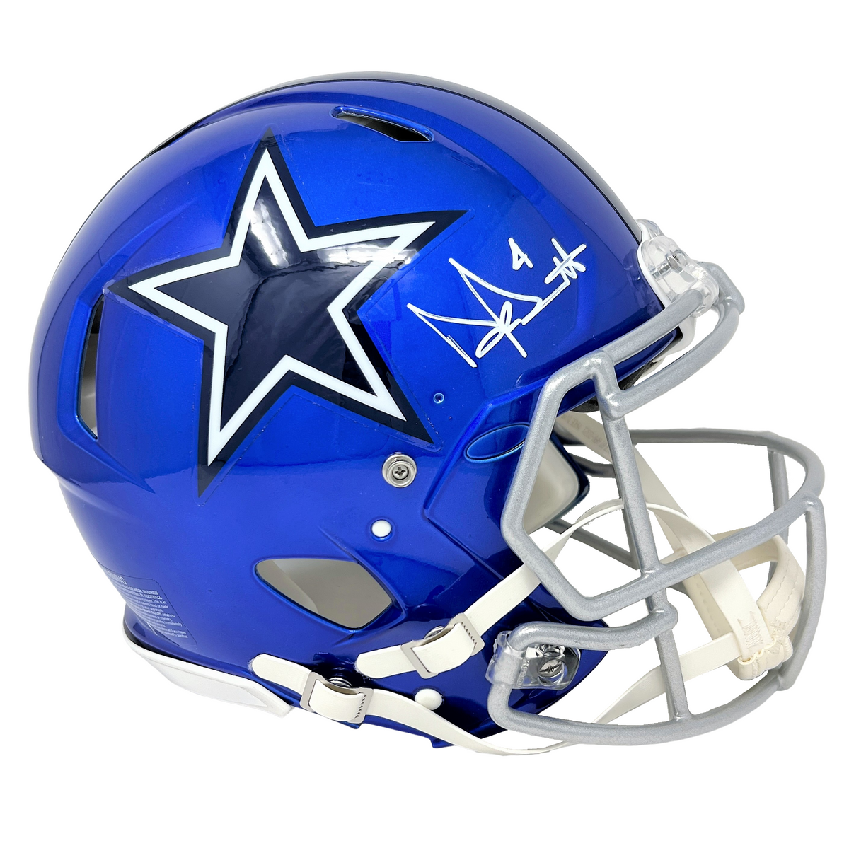 cowboys chrome football helmet Dak Prescott Dallas Cowboys Signed Full Size Flash Speed Authentic Hel – Diamond Legends Online