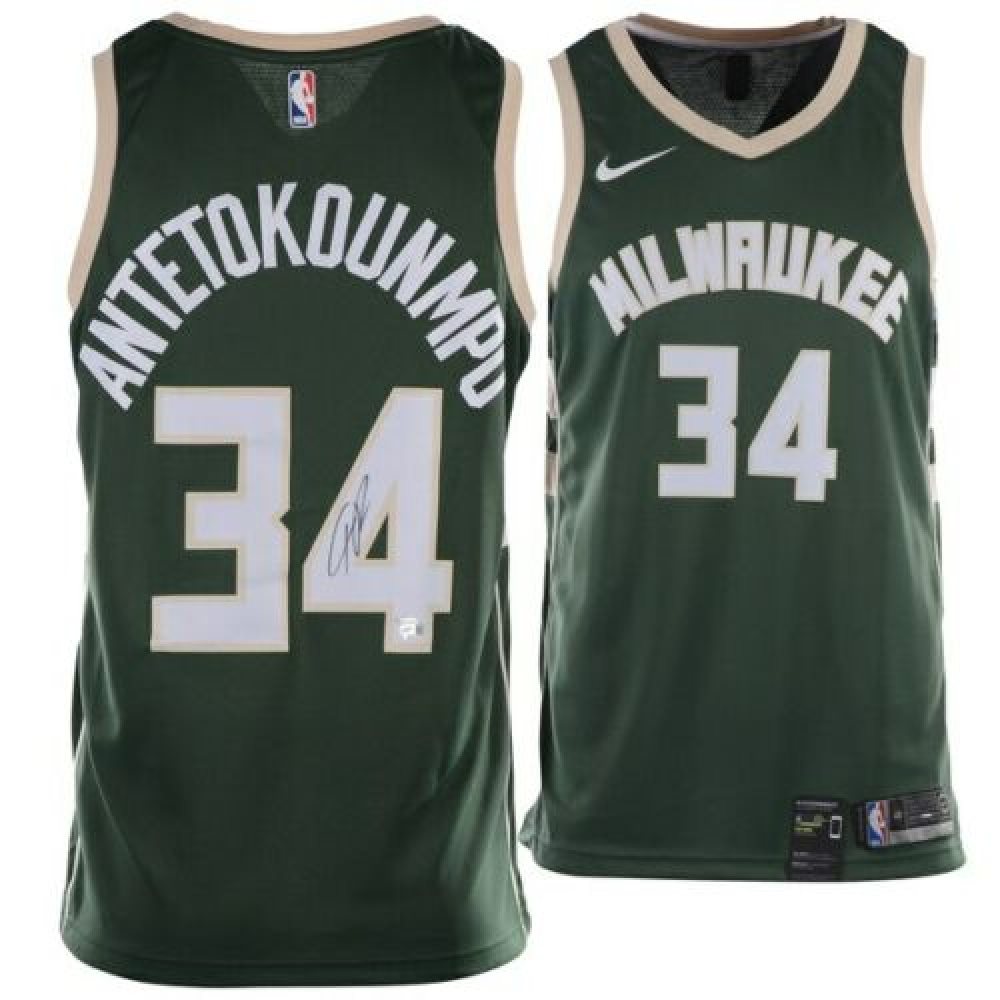 Giannis Antetokounmpo Autograph Bucks Nike City Edition Vaporknit Jersey  BAS JSA