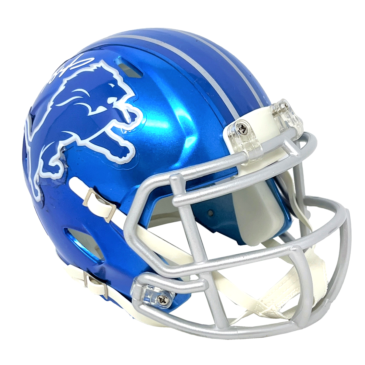 BARRY SANDERS SIGNED LIONS VSR4 THROWBACK MINI HELMET - JSA