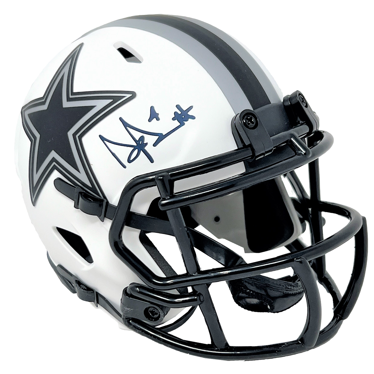 Dak Prescott Autographed Dallas Cowboys Flat Black Mini Helmet Beckett –  Denver Autographs