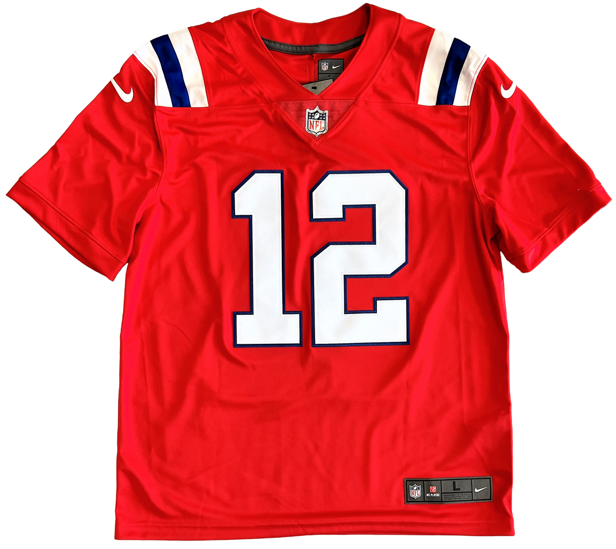 Tom Brady New England Patriots Signed Nike Red Throwback Limited