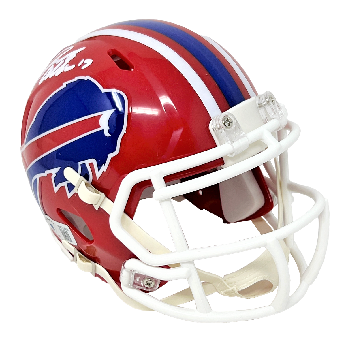 JOSH ALLEN SIGNED F/S REPLICA RED THROWBACK SPEED BILLS HELMET BECKETT