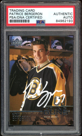 2003-04 UD Young Guns #204 Patrice Bergeron RC On Card PSA/DNA Auto Authentic