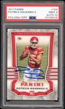 2017 Panini #104 Patrick Mahomes RC Rookie On Card PSA 9/10 Auto MINT