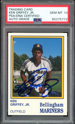 1987 Bellingham Minor League Ken Griffey Jr. RC On Card PSA/DNA Auto GEM MINT 10